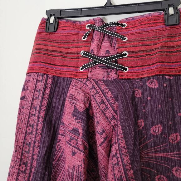Karma Nepal Crafts Purple Pink Boho Harem Pants Festival Tribal Wrap Hem NWT - Picture 2 of 11